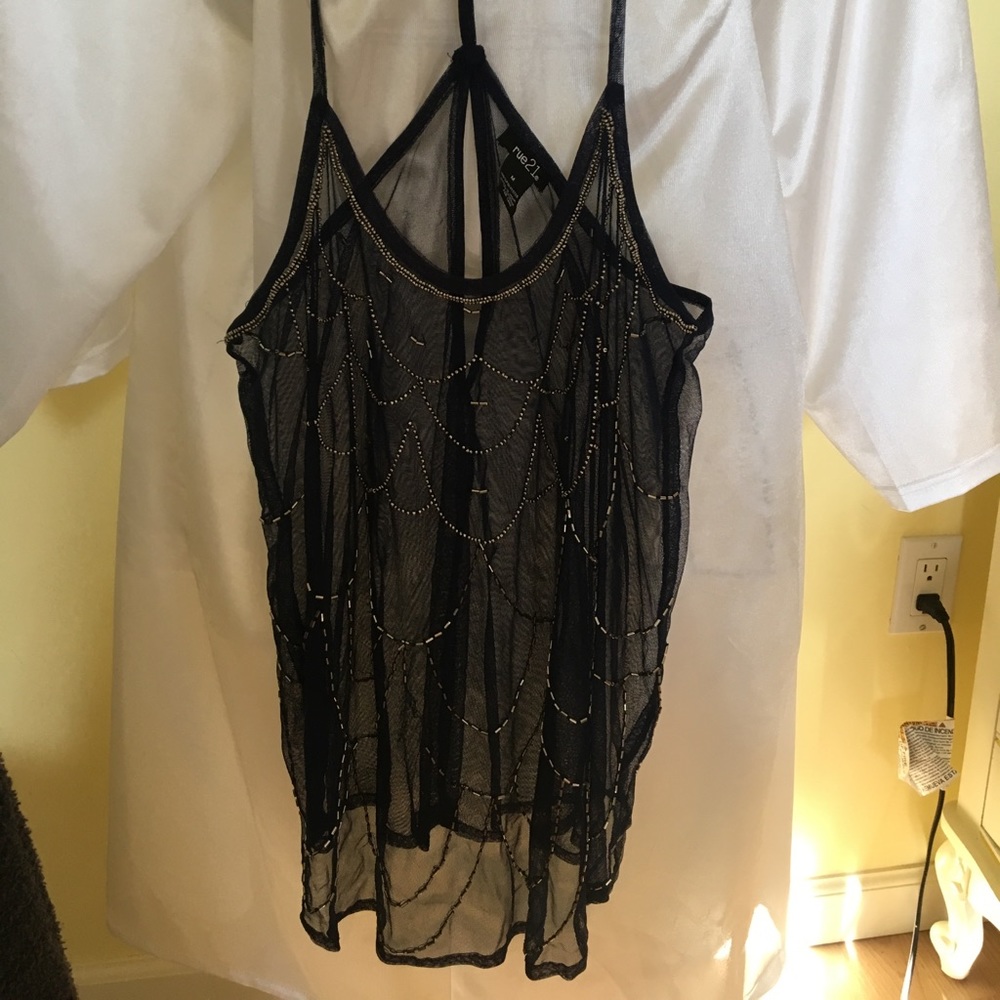 Navy blue beaded tank top